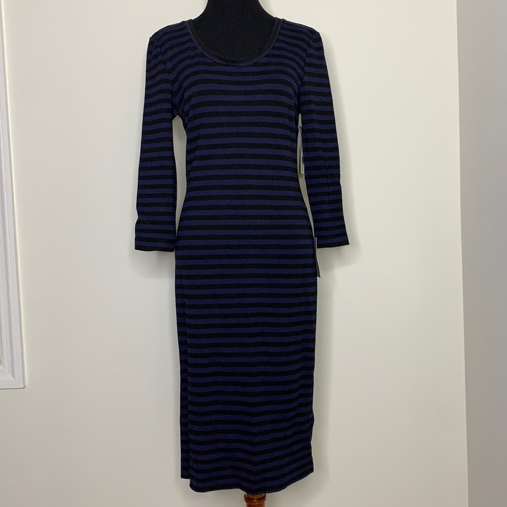 ARTELIER NICOLE MILLER Navy/Black Striped Dress M